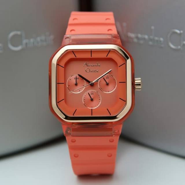 ALEXANDRE CHRISTIE AC 2811 ROSEGOLD DARK PEACH ORIGINAL / JAM TANGAN WANITA / AC2811 STRAP RUBBER