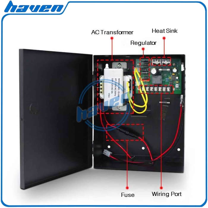 POWER SUPPLY ACCESS CONTROL BOX 12V 3A + TEMPAT BATERAI AKI / UPS