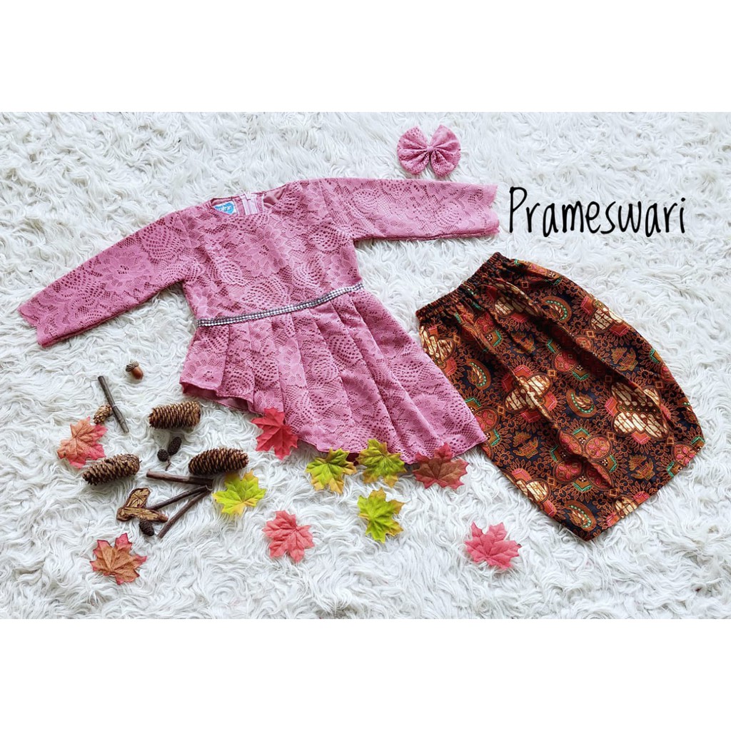 BAJU KEBAYA PRAMESWARI ANAK SIZE 1-10TH WARNA PINK SALEM