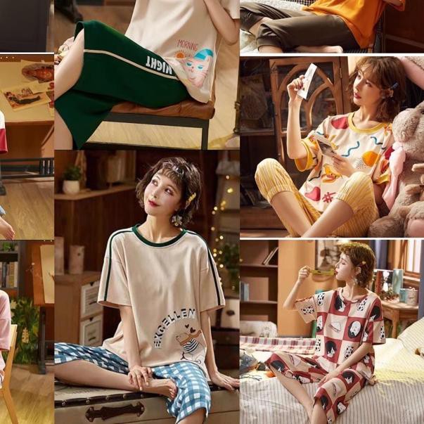 ♤ PIYAMA SETELAN CELANA 7/8 IMPORT BAJU TIDUR CP WANITA IMPORT 7/8 ✦