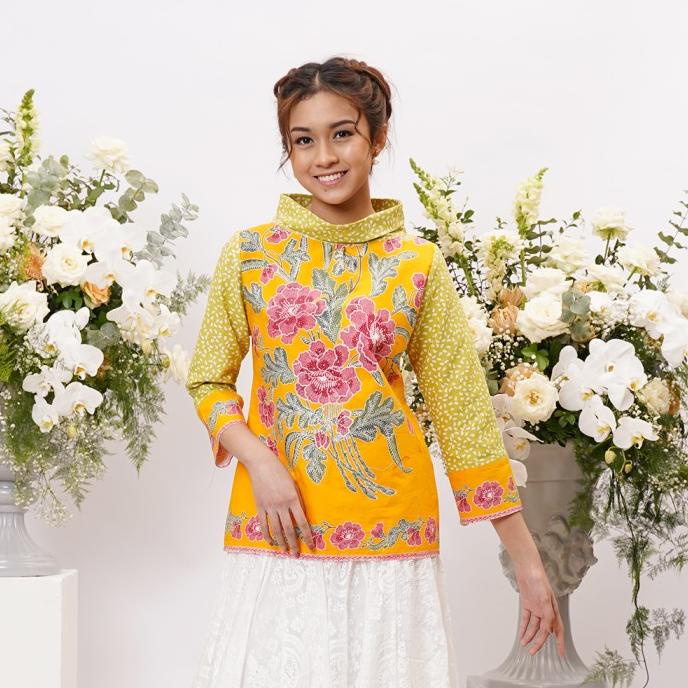 NONA RARA-Kelly Encim Bloemen T1149,atasan kerja kemeja batik wanita