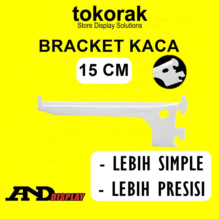 DAUN BRACKET KACA 15CM PTH NEW AMBALAN SIKU PENYANGGA RAK BRAKET