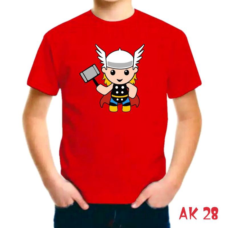 KAOS ANAK superhero motif karakter combad 24s Size S-XL - Merah