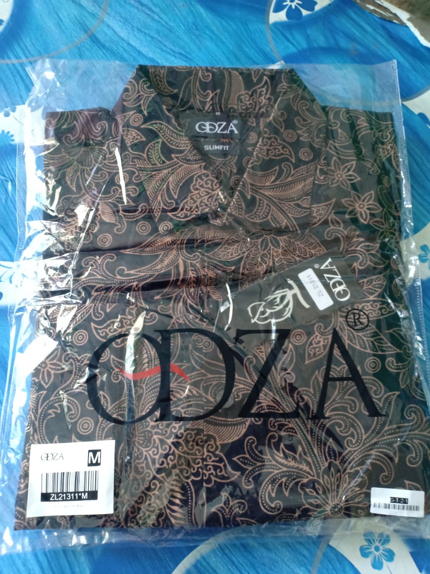 Odza Kemeja Batik Lengan Panjang Baju Pria Modern Model Slim Fit Demis