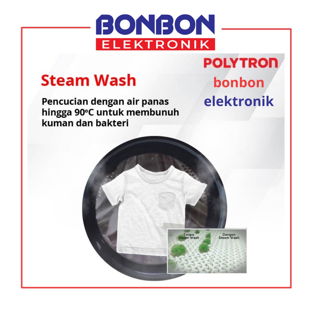 Polytron Mesin Cuci 1 Tabung Front Loading 7KG PFL 7051 / PFL7051 7 KG Wonder Wash