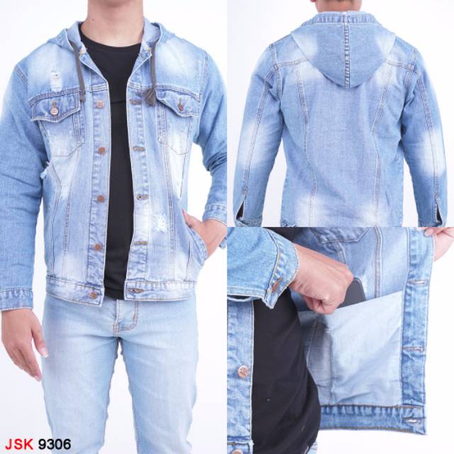 Jaket Jeans Pria Denim Jaket Cowok Hoodie JSK Jeans