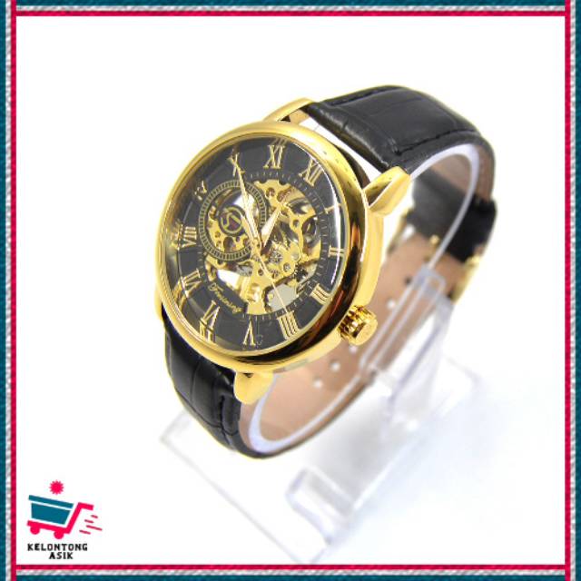 [READYSTOCK] Jam Tangan Pria FORSINING GMT-838 Black Gold Original Free Box