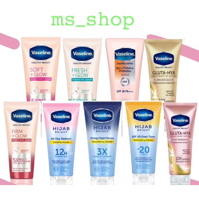 Vaseline Gluta - Hya Healthy Bright Serum Burst UV Lotion/Serum Burst Lotion / Flawless Bright / Dewi Radiance