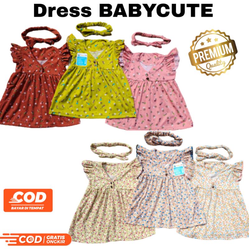 Dress Bayi Motif Printing Flower/ printing baby's breath kekinian plus bandana SNI Babycute Promo 9.9