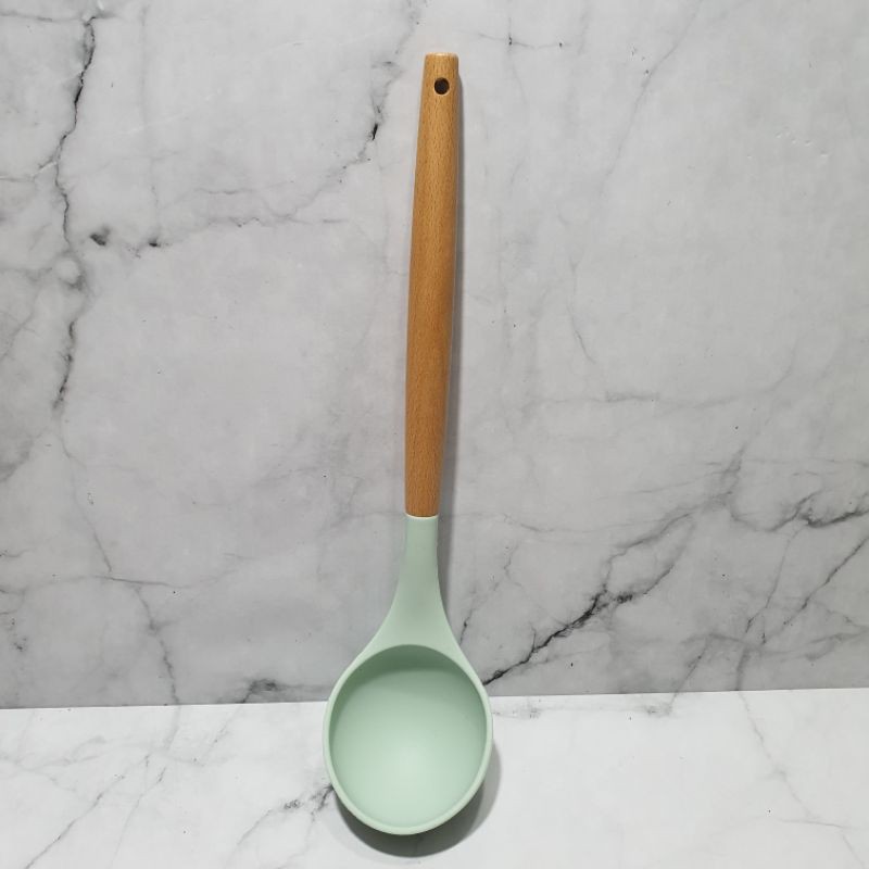 Silicone Cooking Ladle with wooden handle / centong sayur sop spatula / soup