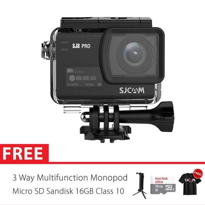 SJCAM SJ8 PRO 4K Touchscreen Action Kamera 3 Way Basic 16GB