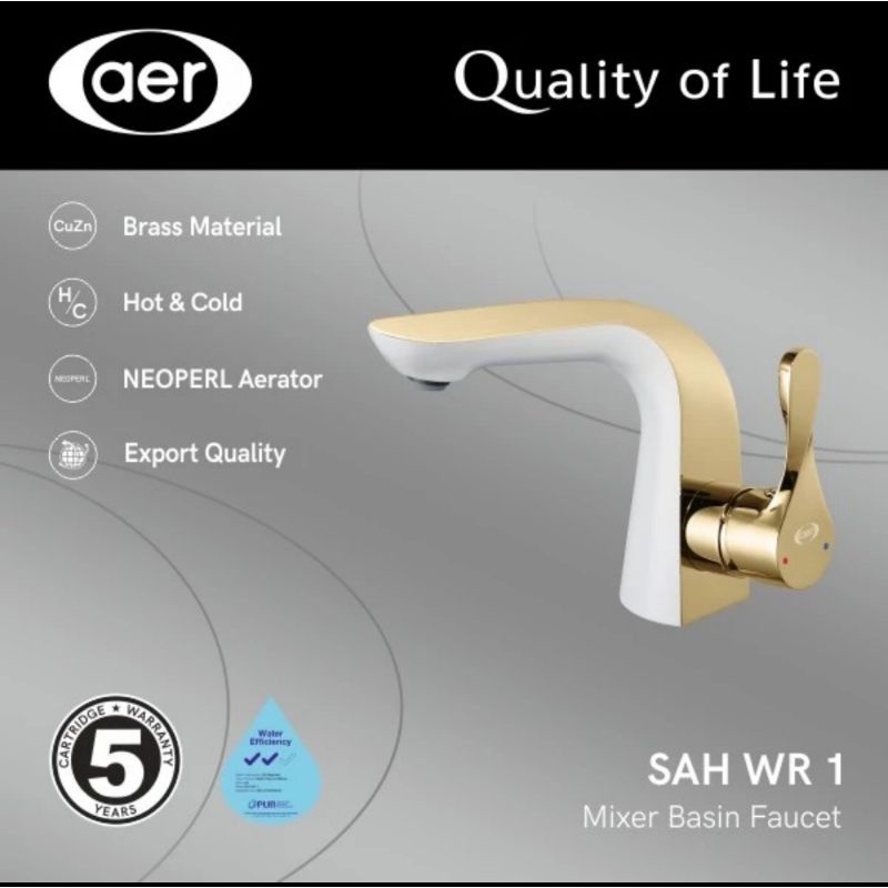 AER Kran Wastafel - Kran Air Panas Dingin Luxury Series SAH WR1