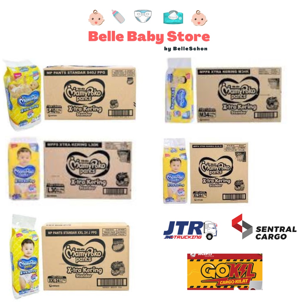 GROSIR MamyPoko Pants Standar Xtra Kering S38 / M34 /L30 /XL26 /XXL24 (1 Karton = 4pack) || Belle Ba