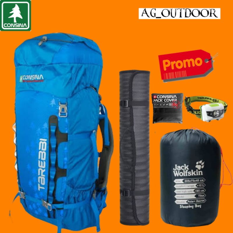 promo paket tas gunung carrier keril outdoor consina tarebbi 60l