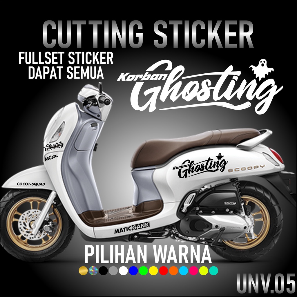 Cutting Sticker Korban Ghosting Satu Set  Aksesoris Stiker Striping Motor Honda Scoopy 2010 2022 New