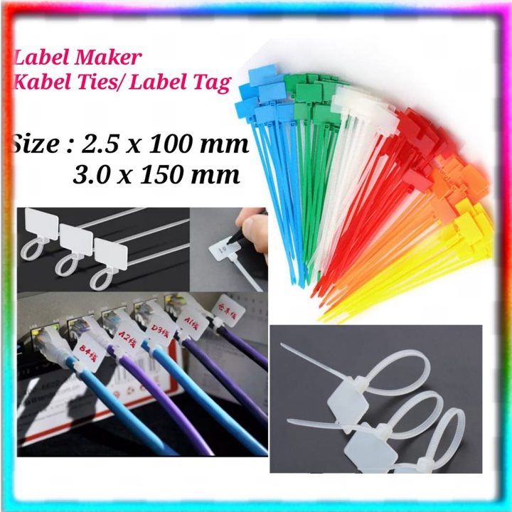 

Kabel Tis Ties Cable Pengikat Label Maker Name Tag Marker Polos Berwarna Penanda
