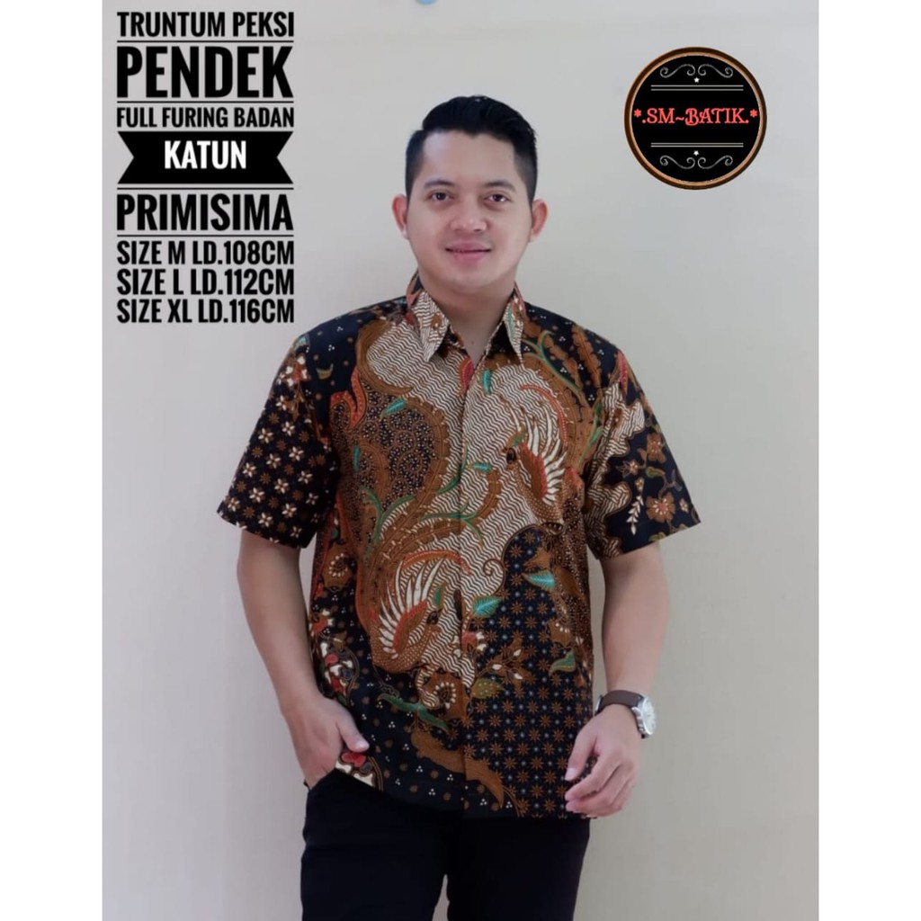 TRUNTUM PEKSI Kemeja Batik Pria Lengan Pendek | Hem Batik Pria FULL FURING SM BATIK