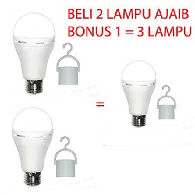 Sunsafe 9 Watt Lampu Emergency Lampu Bohlam Ajaib Cahaya Putih Beli 2 Gratis 1