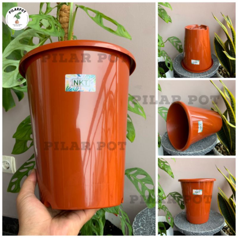 pot bunga tanaman tinggi nkt tower merah bata 21cm - NKT TOWER 21