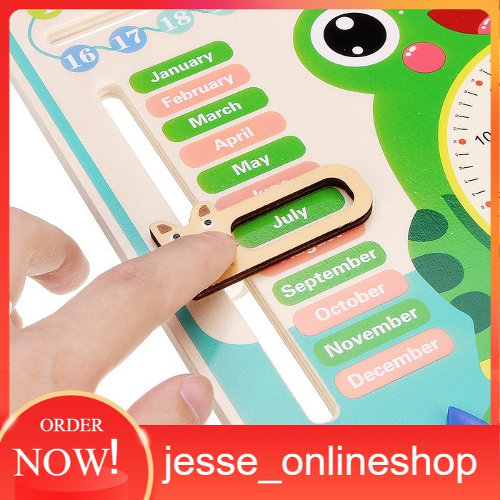 

Js_olnshop MAINAN Anak Kayu Katak Jam Kalender Tanggal Papan Cuaca Belajar J37