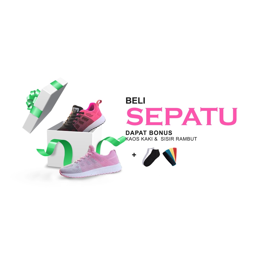(BISA COD) PROMO SEPATU SPORT WANITA BONUS KAOS KAKI, MASKER & SISIR - SEPATU OLAHRAGA WANITA-7