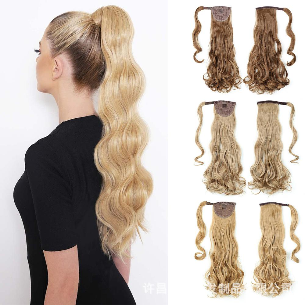 Mxbeauty Ponytail Clip Curly Panjang Dengan Kepang Rambut Hitam Blonde Rambut Sintetis