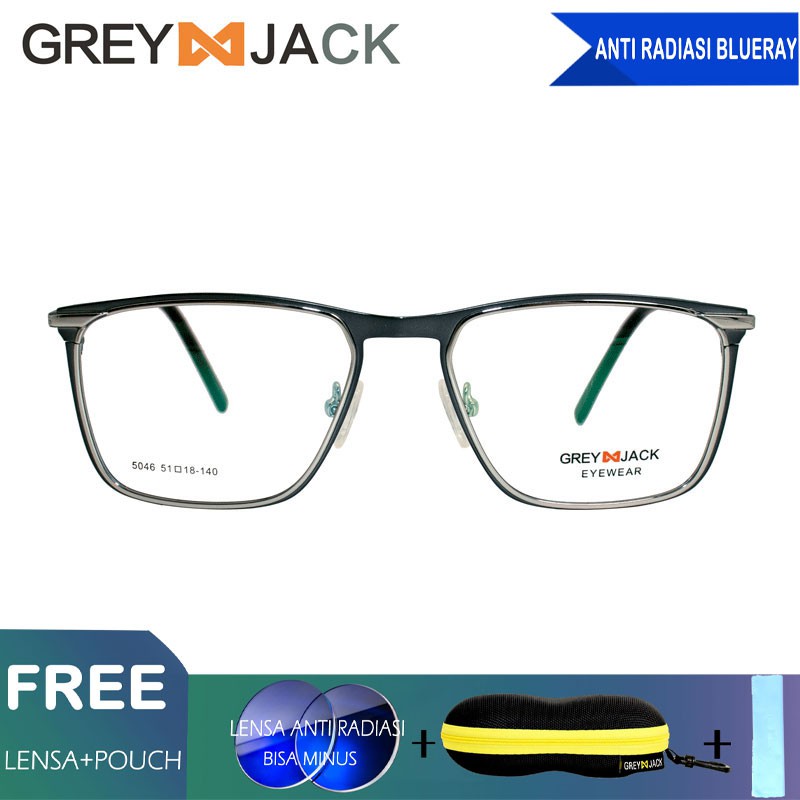 

Grey Jack Frame Kacamata Metal Fashion Free Lensa anti radiasi Blue Ray, Minus ,5046