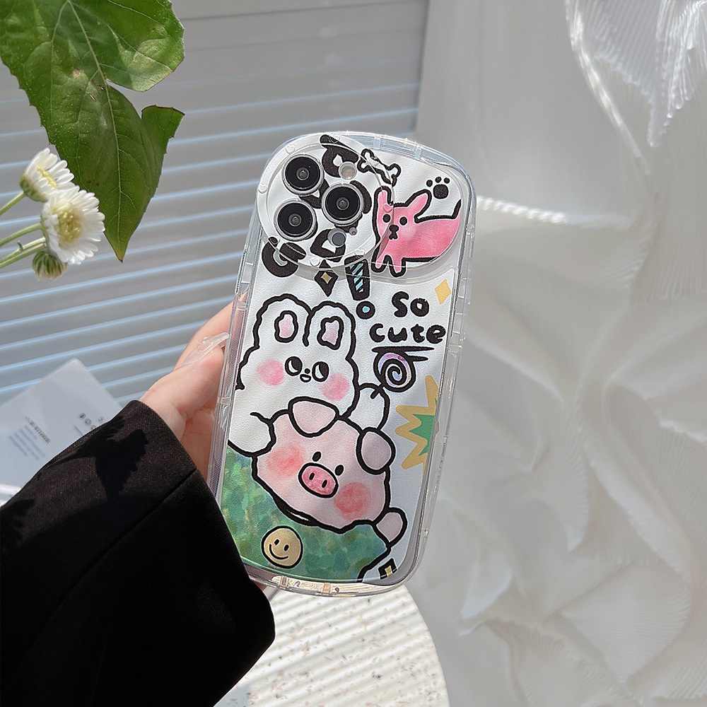 Ins Casing iPhone 14 14pro 14max 14prm 13 13pro 13prm 11 7Plus 8Plus Xr XS Max 12pro Max Motif Graffiti Binatang