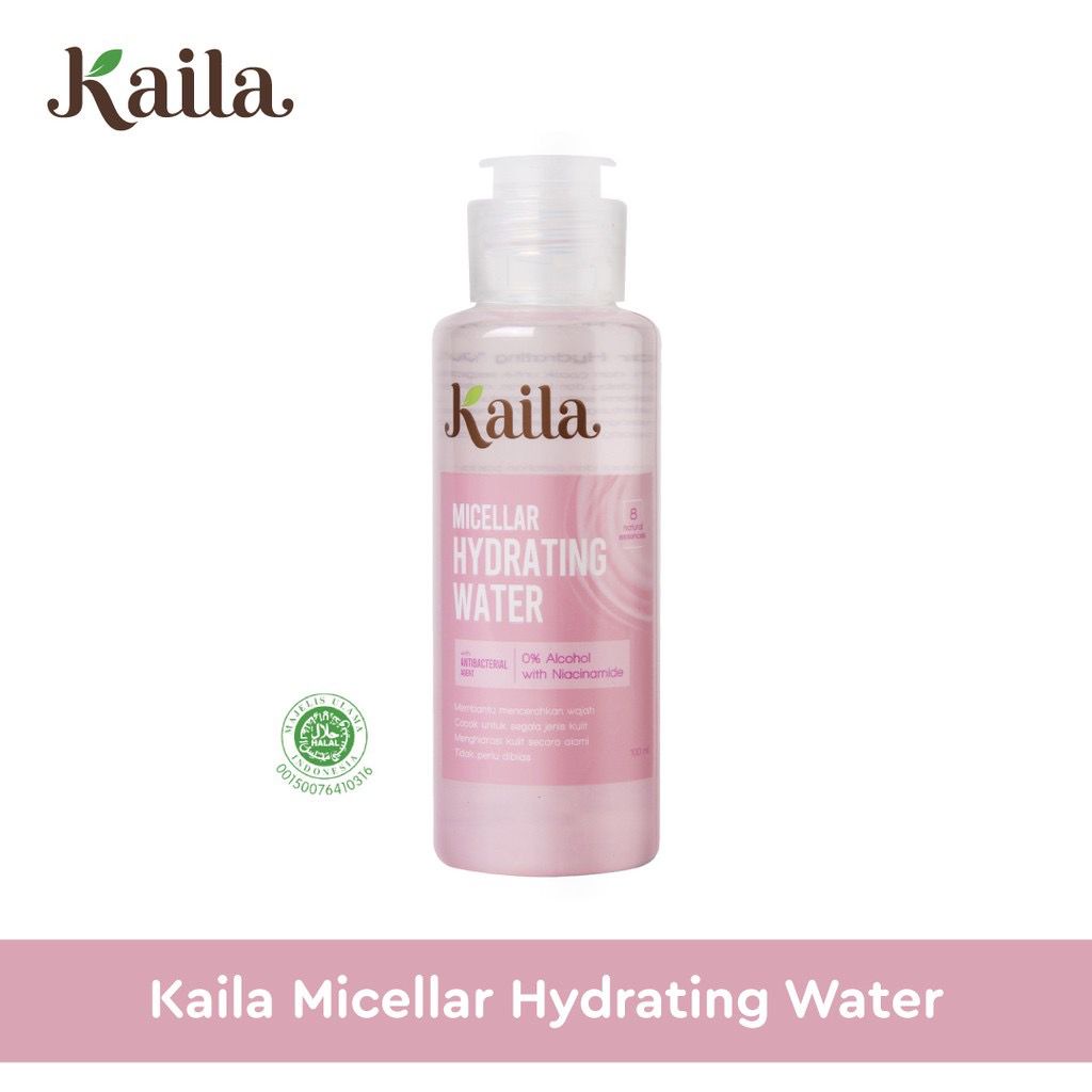 BPOM KAILA Micellar Hydrating Water | Makeup Remover with Niacinamide Infused Micellar Water Pembersih Make Up