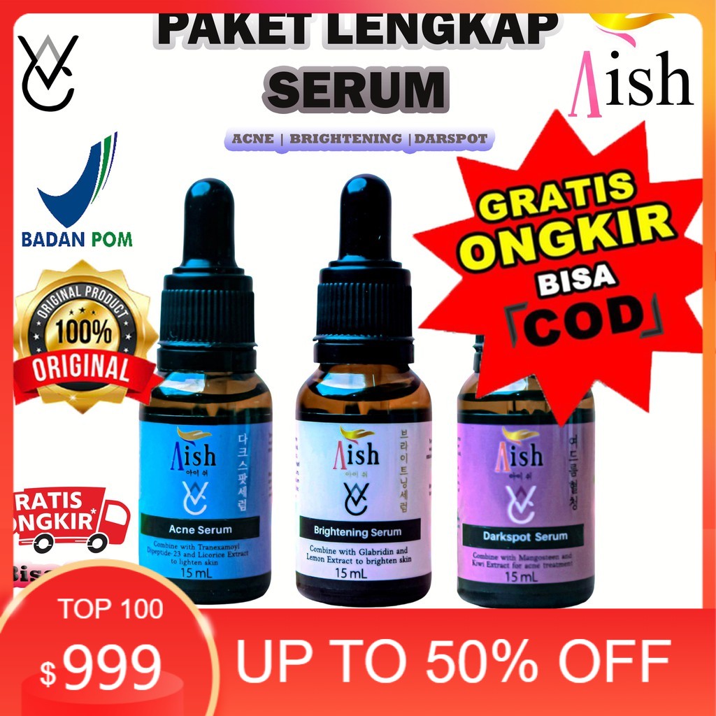 AISH SERUM KOREA ORIGINAL 100%  AISH BRIGHTENING | ACNE | DARKSPOT AISH SERUM ORIGINAL 100% BPOM