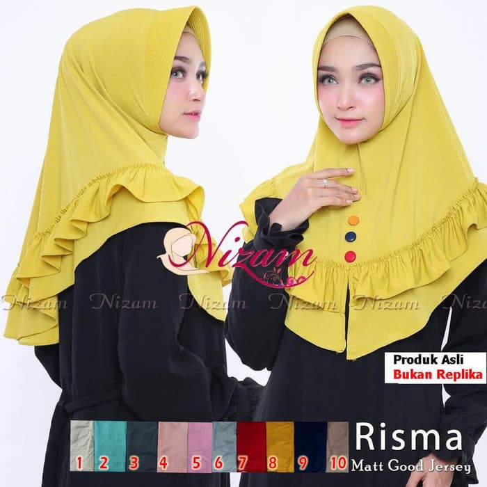 Jilbab Instan RISMA Original Nizam - Hijab Bergo Pet Rempel Kancing