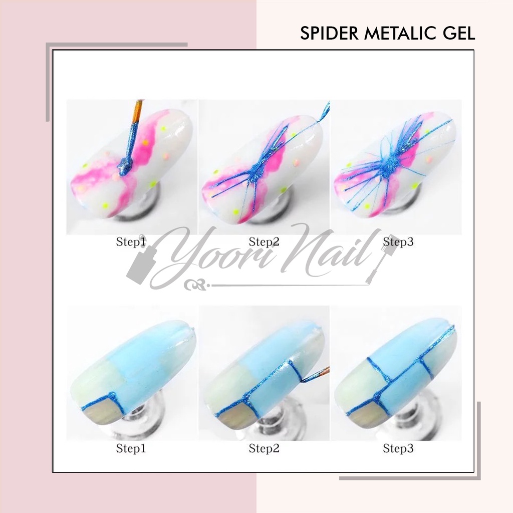 Spider gel metalic nail art wire drawing painting uv gel nails spider metalic