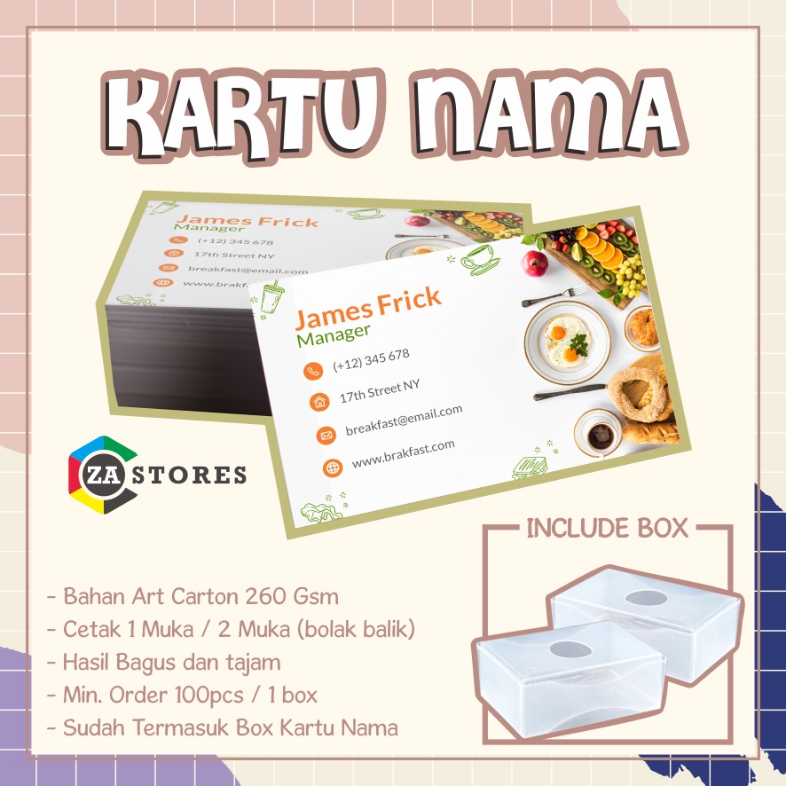 

Kartu Nama / Name Card / Bussines Card 1 Box Isi 100 Pcs Free Box