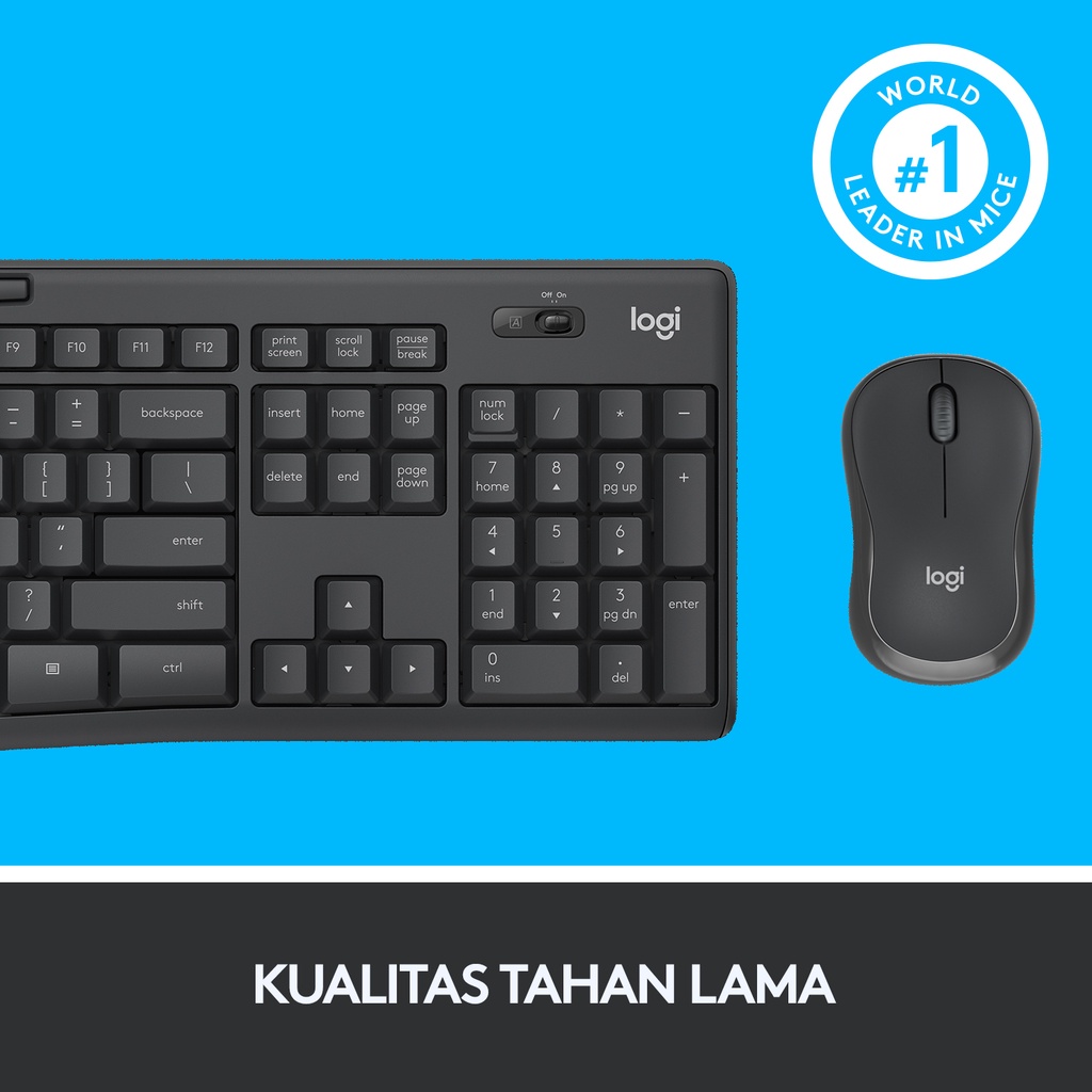 Logitech MK295 Combo Keyboard dan Mouse Wireless Silent dengan Tombol Multimedia