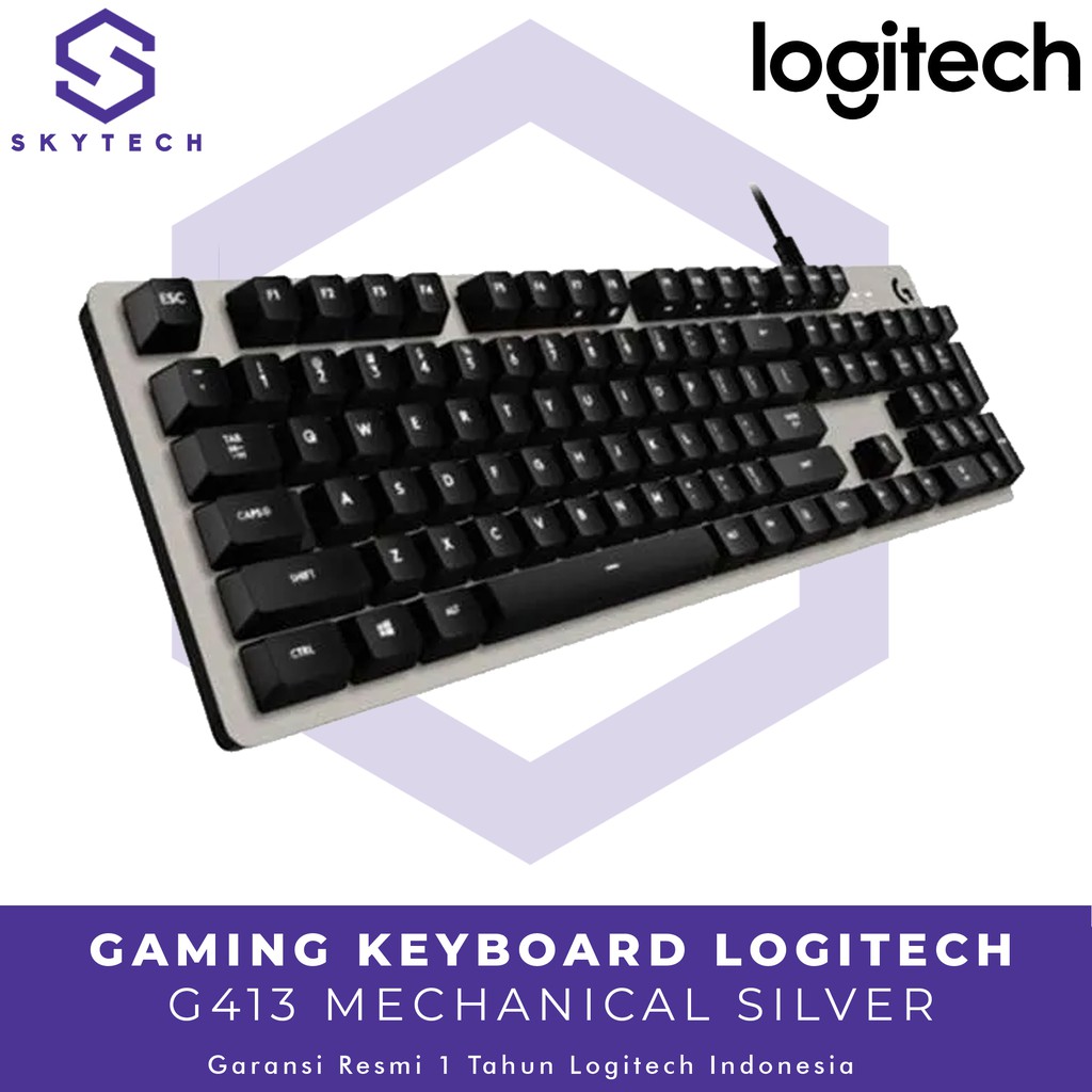 KEYBOARD GAMING LOGITECH G413 SILVER ORIGINAL GARANSI RESMI