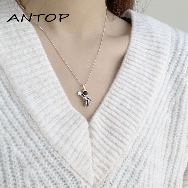 Kalung Couple Pasangan Liontin Astronot Hip Hop Pria Keren Necklace Choker ANTOP