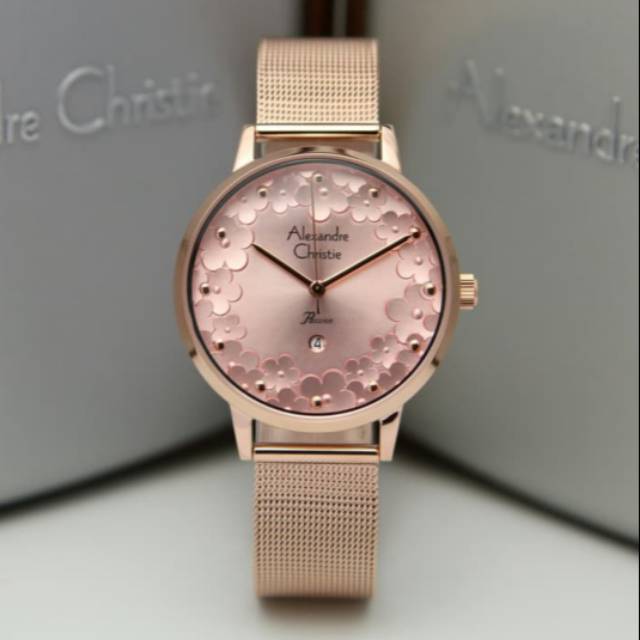 ORIGINAL GARANSI JAM TANGAN WANITA ALEXANDRE CHRISTIE CEWEK ROSEGOLD PINK ALEXANDER CRISTIE AC 2794