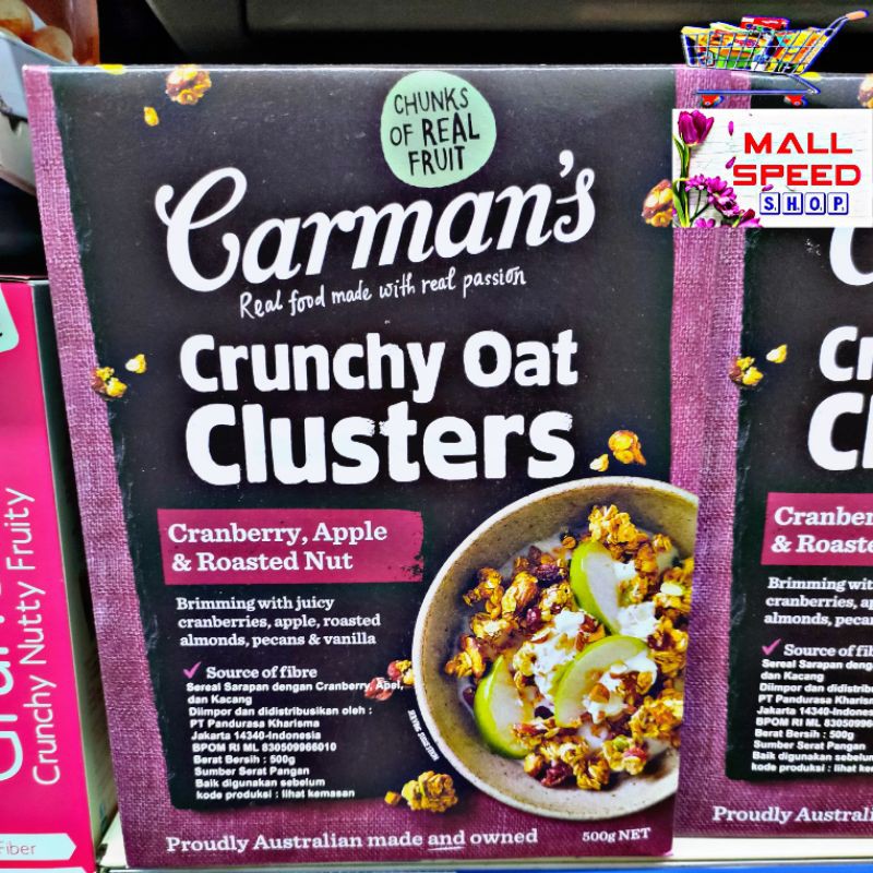 

Carman's Cranberry, Apple, & Roasted Nut Crunchy Oat Clusters 500gr
