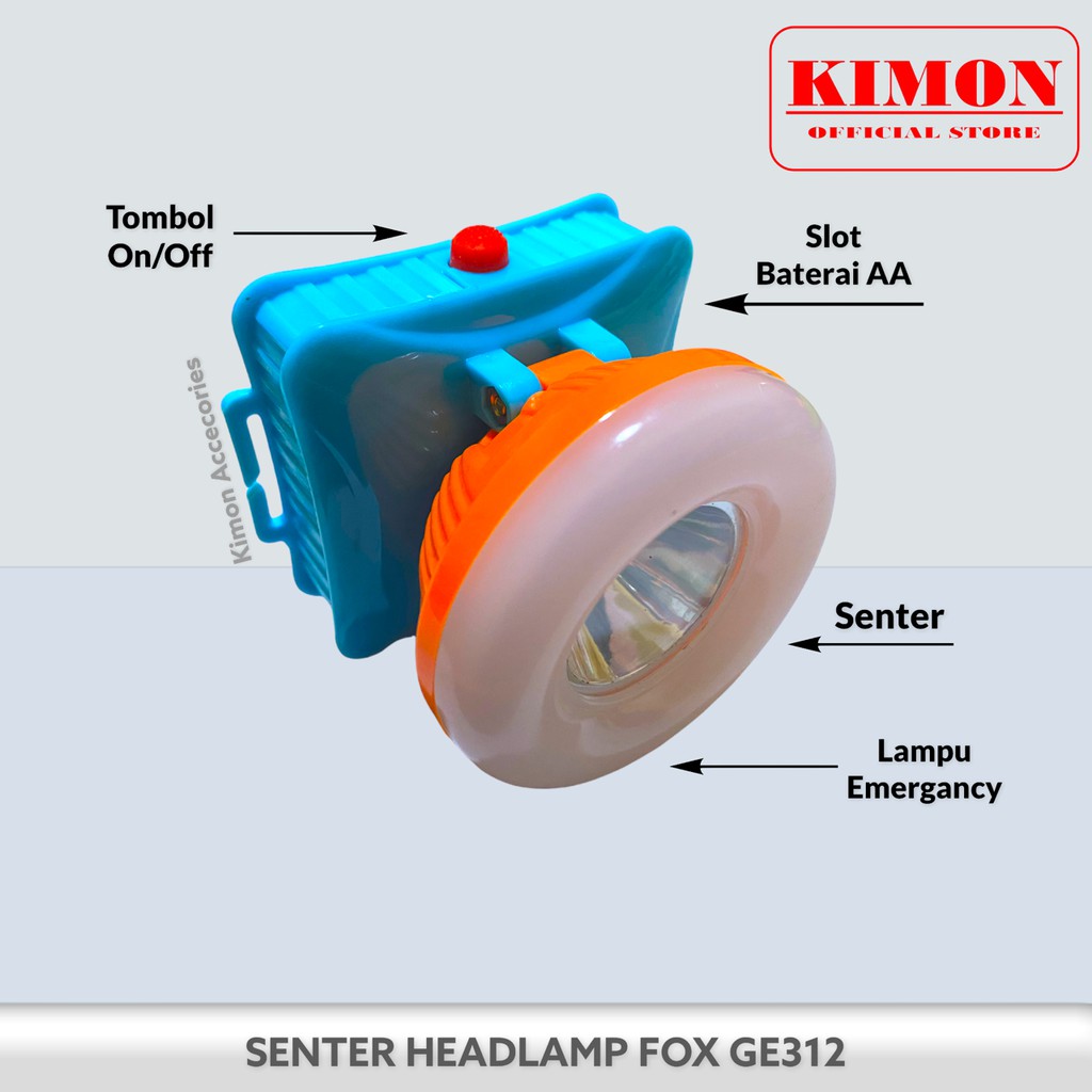 SENTER HEADLAMP FOX GE312 BATERAI AA SENTER KEPALA LAMPU LED OUTDOOR