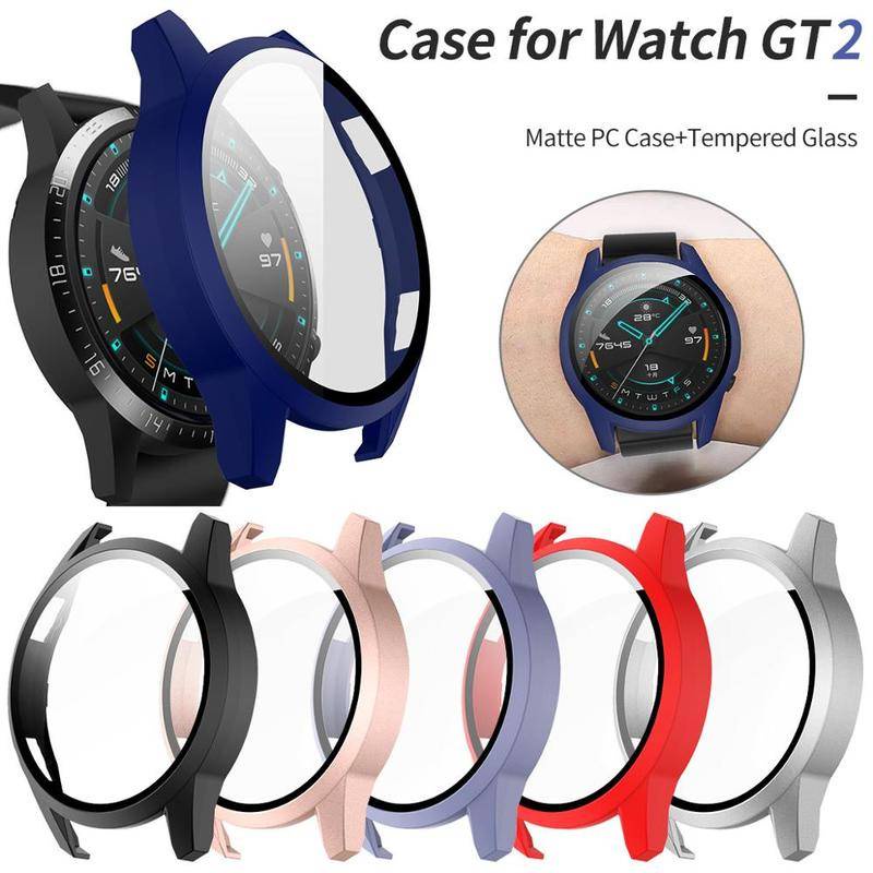 Pelindung Layar Tempered Glass Bumper Frosted Untuk Huawei Watch 3 Pro 46mm / 48mm