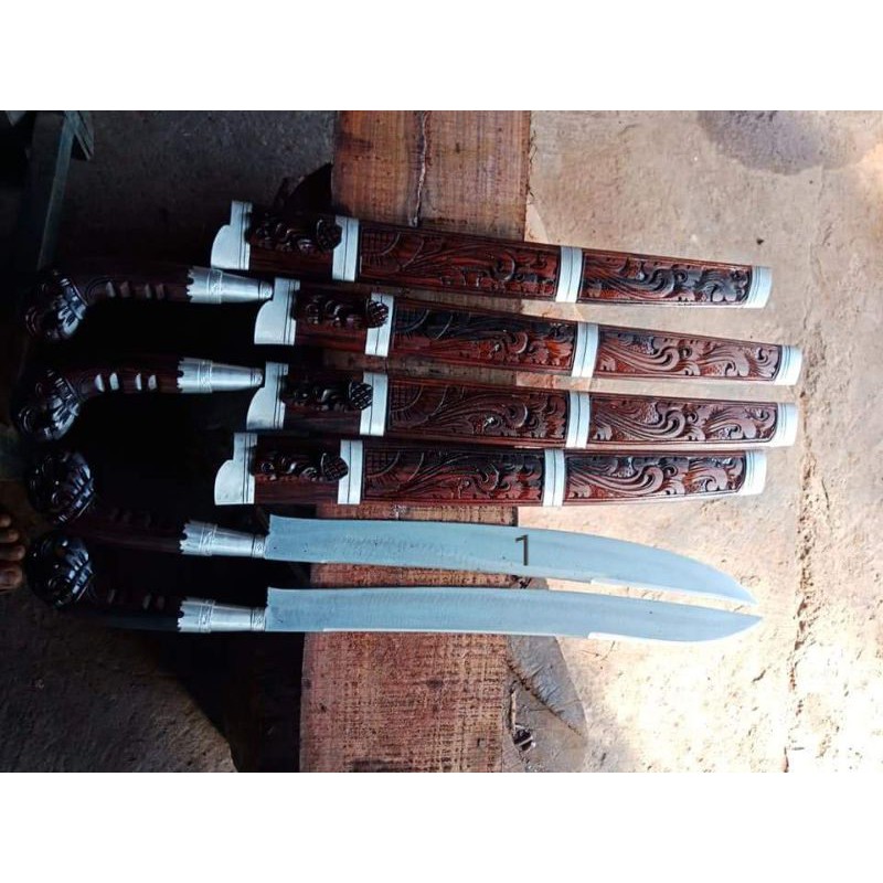 Pisau Bali Ukir SADU (1) & SAMPAK KOLONG (2) Panjang, asli Pengerajin Pande Besi