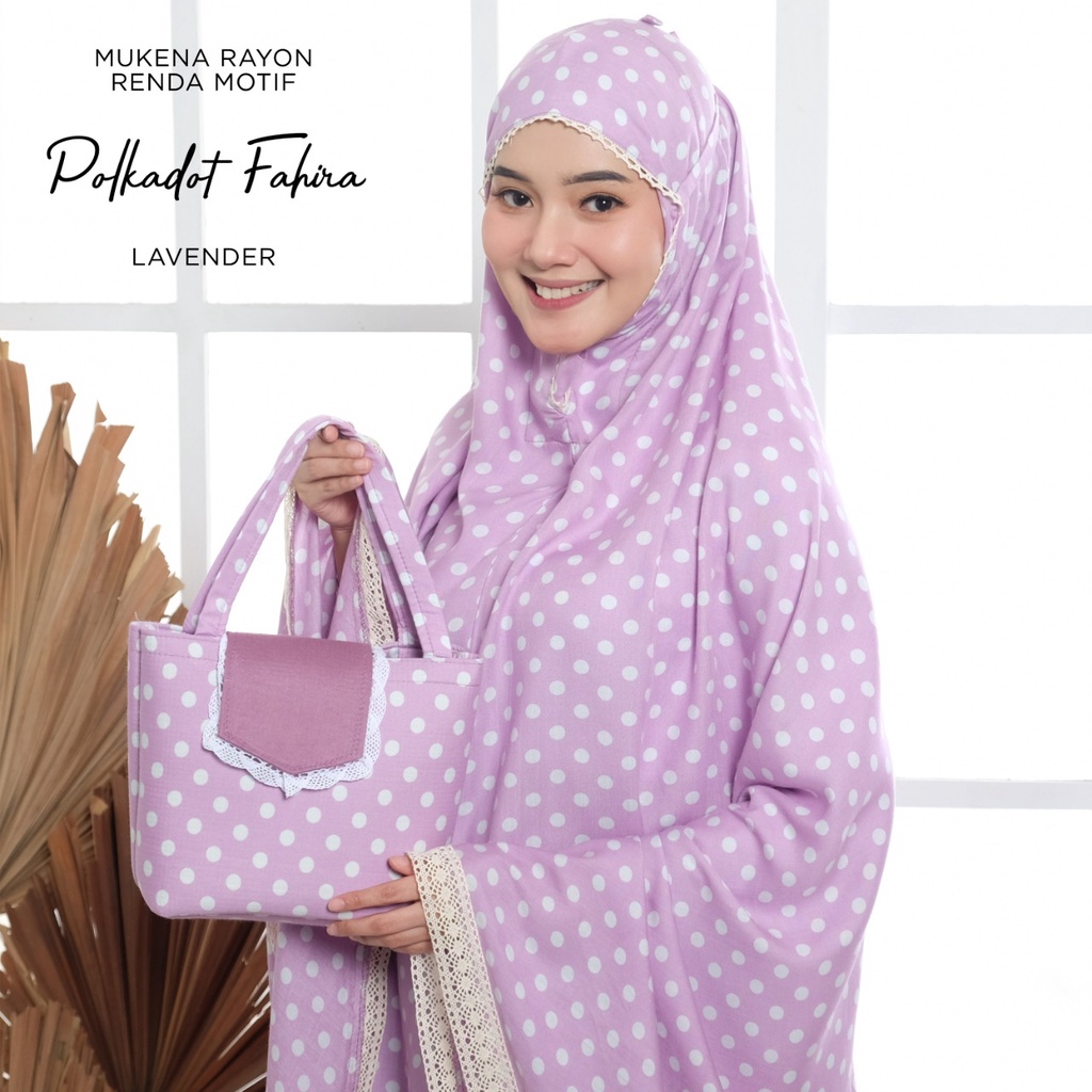 PUSAT MUKENA TASIK - MUKENA MOTIF POLKADOT FAHIRA RENDA RAYON DEWASA