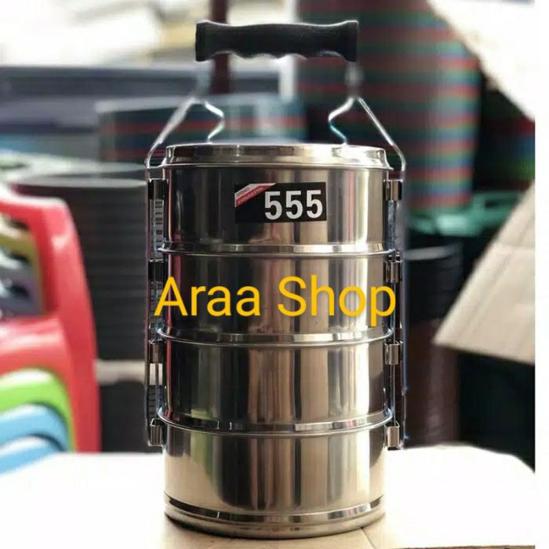 Rantang Stainless Steel 16/4 16/3 SUBRON 555/Rantang Stainless 16cm Susun 4 & Susun 3 Shinko 555