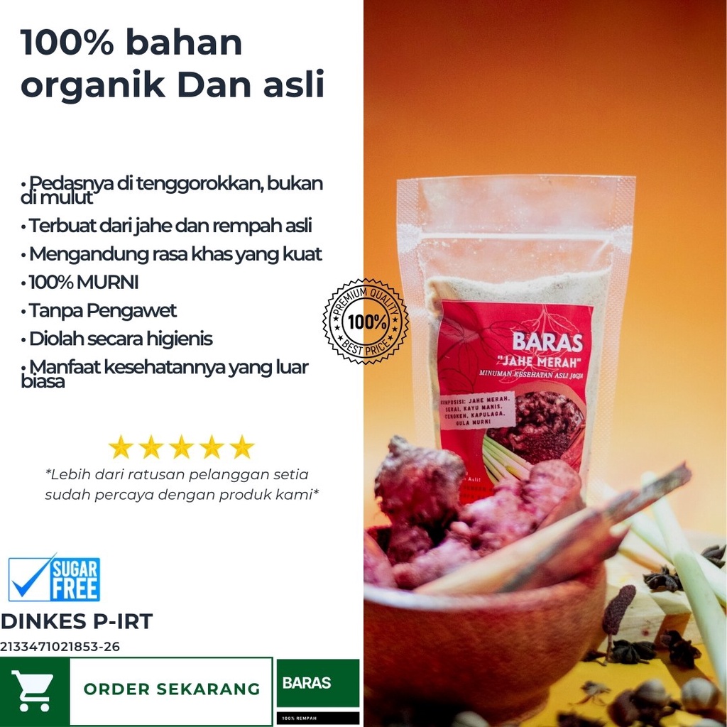 

(Tanpa Gula) Bubuk Jahe Merah Rempah BARAS 125g