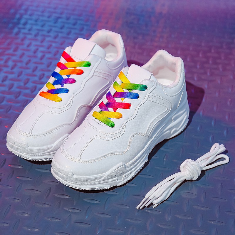Sepatu Wanita Putih polos tebal & luas Sepatu Sneakers Perempuan Import Sepatu Wanita