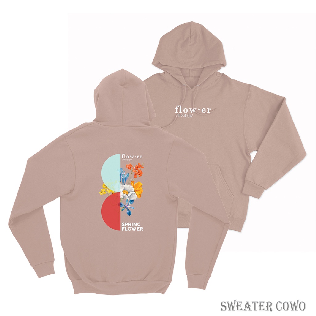 Sweaterpolos Hoodie Jumper SPRING FLOWER ( Sablon ) Unisex Pria &amp; Wanita