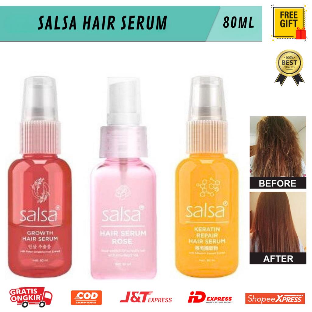 Serum Rambut Salsa 80ML HALAL & BPOM/ Hair Serum Rambut Rontok Spray Perawatan Rambut Keratin & Grow