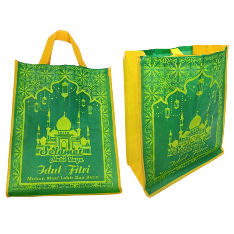 

Tas Kain Spundbon Goodie Bag Parcel Lebaran Idul Fitri Warna Hijau