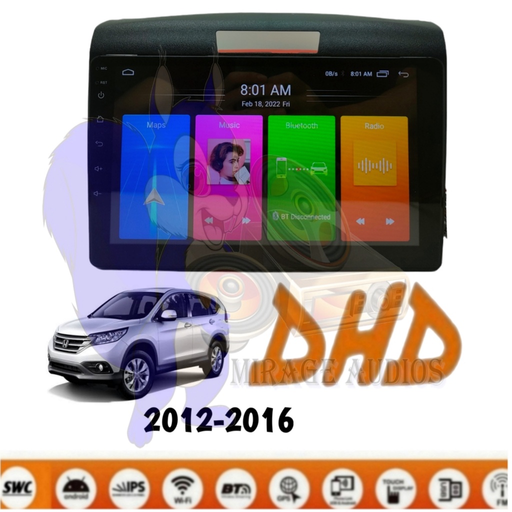 Head Unit Android DHD Honda Crv Gen 4 2012-2016 9 inch pnp