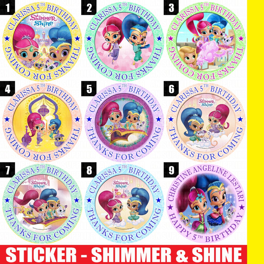 

60 STIKER SHIMMER & SHINE - LABEL BAG / KUE / SOUVENIR ULTAH ULANG TAHUN
